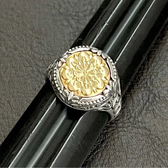 🔴SOLD🔴 Konstantino 18k gold and sterling silver filigree signet ring - Picture 3 of 15